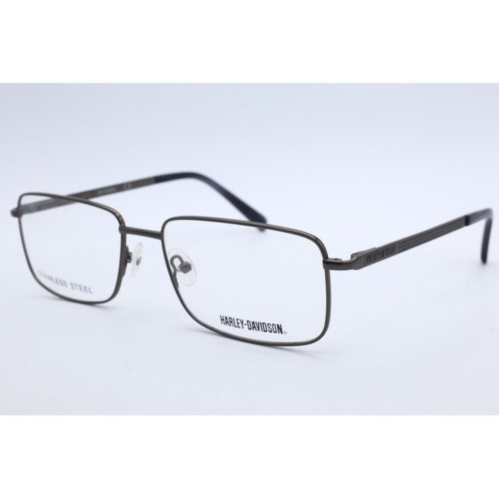 HARLEY-DAVIDSON HD 0763 009 Rectangle Gunmetal Eyeglasses Clear Lenses 56mm